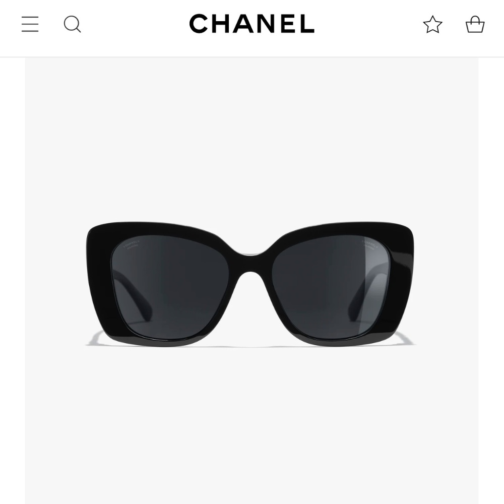 Chanel squared polarized sunglasses with crystal logo temple